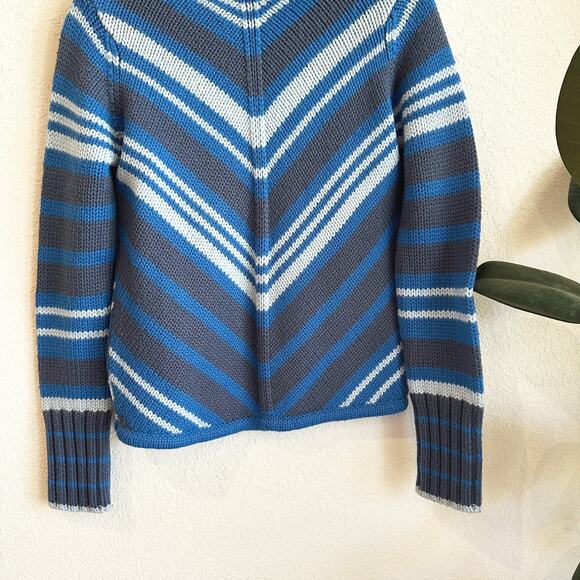 VTG Y2K Gap Wool Blend Stripped Turtleneck Sweater Medium Preppy Chunky 2000s - Picture 3 of 8